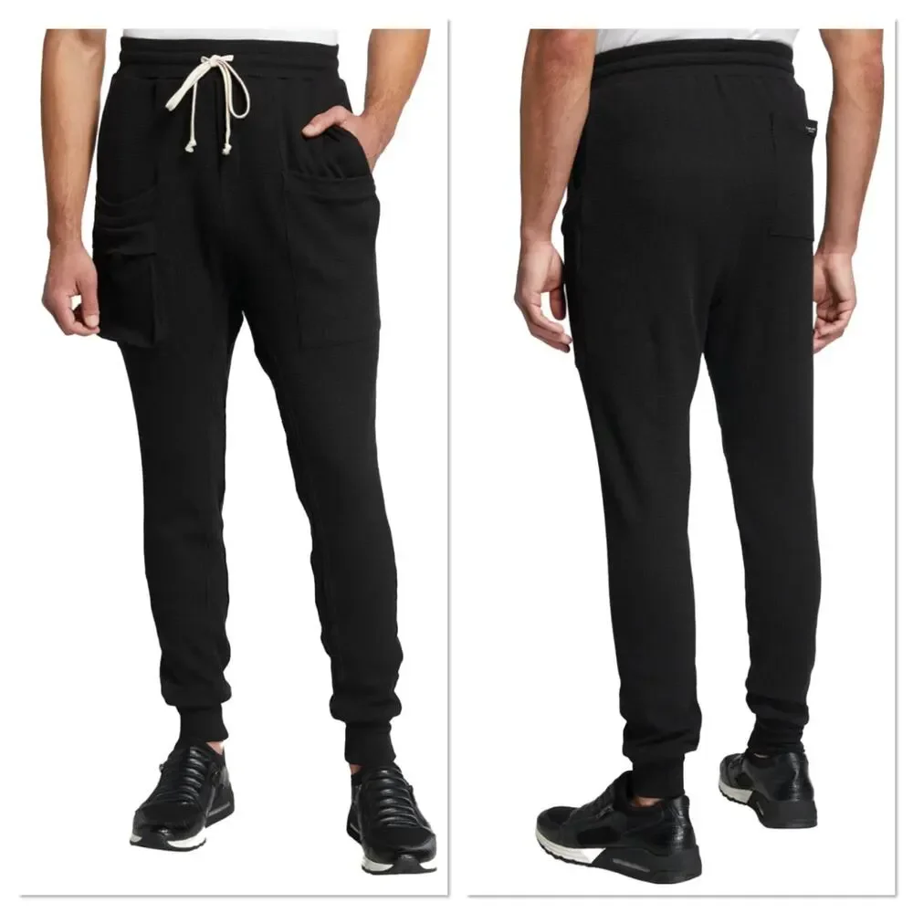 New Twenty Montreal Black Everest Thermal Joggers Waffle Knit Pants Mens Size XL